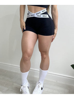 Conjunto Short M&C Elástico Preto e Branco